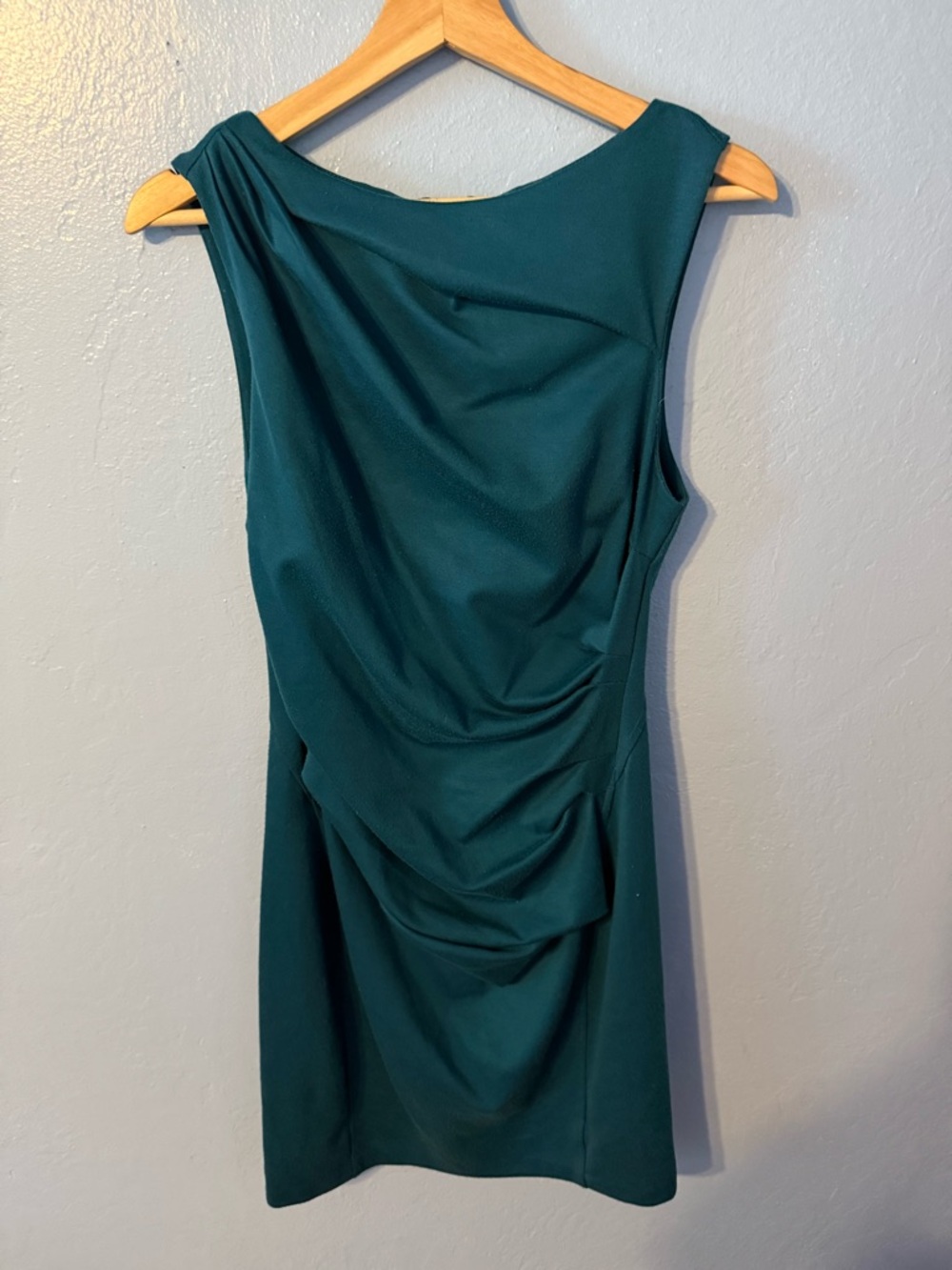 W118 by Walter Baker Teal One-Shoulder Draped Sheath Dress